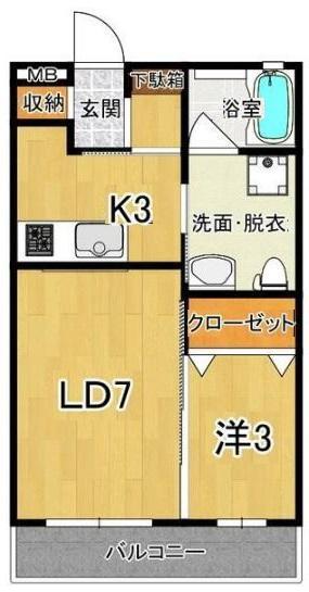サクシードU.II(1LDK/1階)の間取り写真