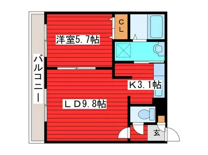 アルカディア33(1LDK/4階)の間取り写真