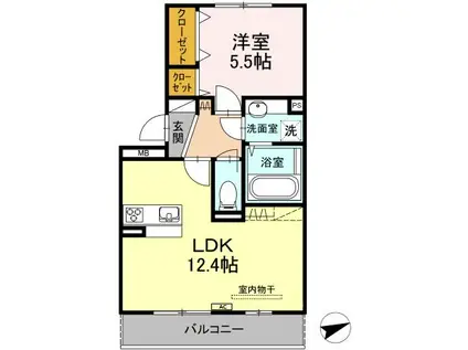 レーヴ新地(1LDK/3階)の間取り写真