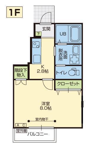 WEAL上野町(1K/1階)の間取り写真