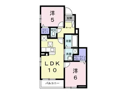 カリーノII(2LDK/1階)の間取り写真