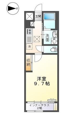 ガーデン(1K/1階)の間取り写真