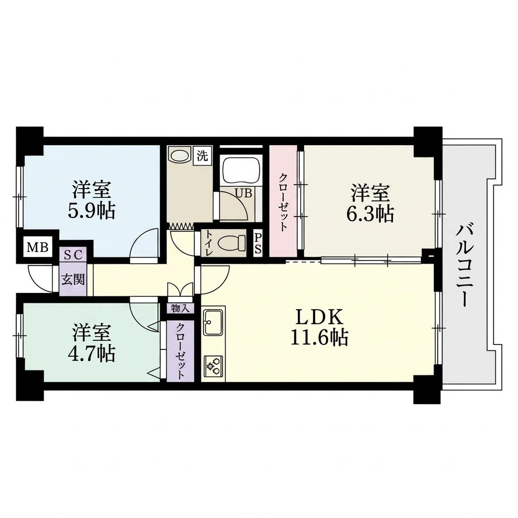 ファミール亀戸(3LDK/12階)の間取り写真