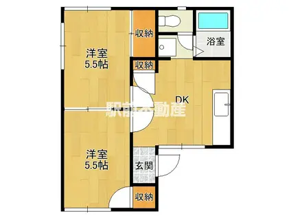 フォーレント西田代(2DK/2階)の間取り写真