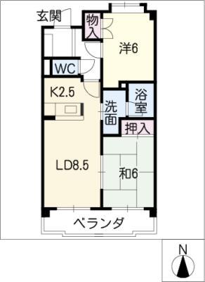 ディスカス原(2LDK/1階)の間取り写真