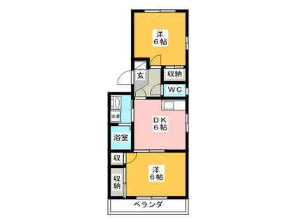 ボナール上島A(2DK/2階)の間取り写真