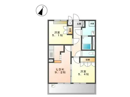 グランヴェールII(2DK/2階)の間取り写真