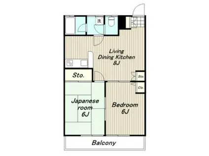 パークハイツNANA(2DK/2階)の間取り写真