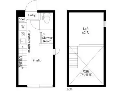 ハーモニーテラス上高井戸III(ワンルーム/2階)の間取り写真
