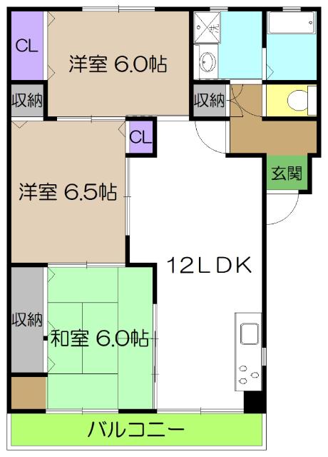 ハピネスシティ(3LDK/3階)の間取り写真