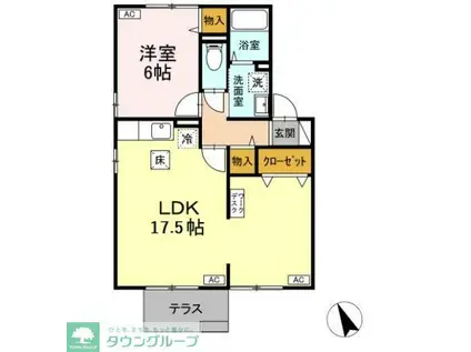 サニーサイドII(1LDK/1階)の間取り写真