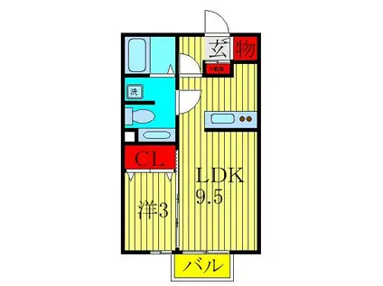 ノーベルパーク15(1LDK/1階)の間取り写真