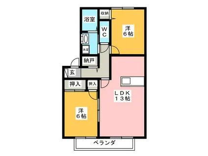 ラフィーネ(2LDK/2階)の間取り写真