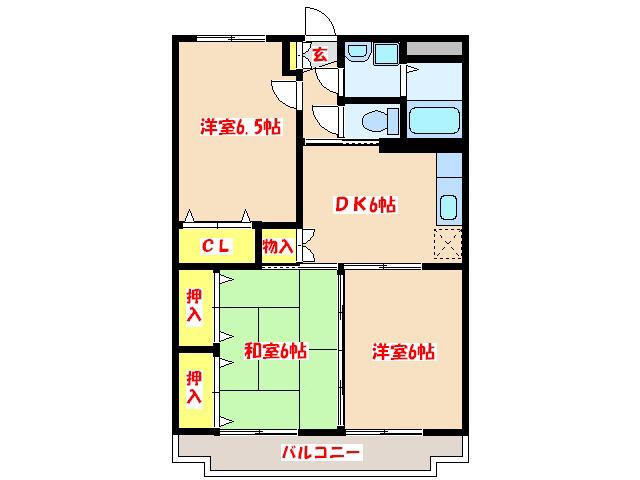 アネックスローズマンション(3DK/4階)の間取り写真