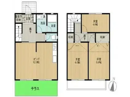 ラーフバレー(3LDK/1階)の間取り写真