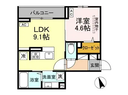 ASSET-COURT調布ヶ丘(1LDK/3階)の間取り写真