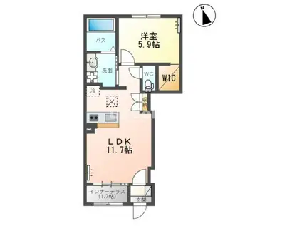 メルヴェーユ黒須VIII(1LDK/1階)の間取り写真