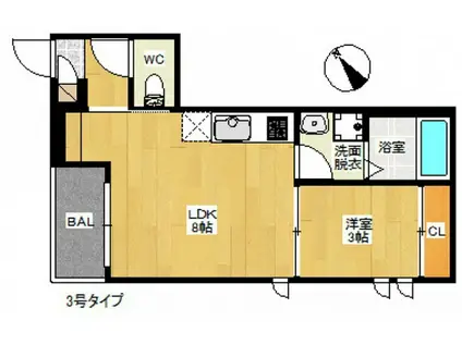REGALEST U-M78祇園(1LDK/1階)の間取り写真