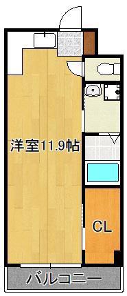 寿山ビル(ワンルーム/2階)の間取り写真