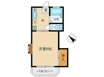 ハイム吉久NO.2(1K/1階)の間取り写真