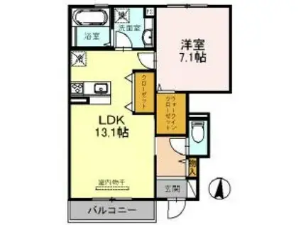 グロリア(1LDK/1階)の間取り写真