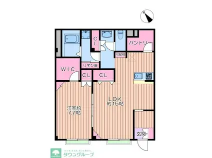 シュバーンII(1LDK/1階)の間取り写真