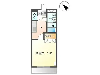 ブルーサンズセントラル(1K/2階)の間取り写真