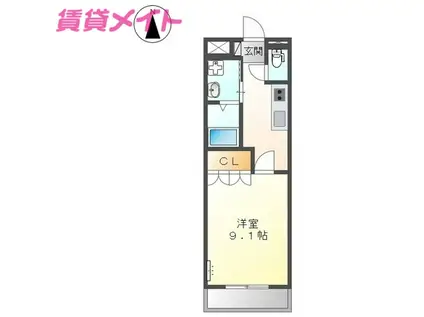 M・メゾン(1K/1階)の間取り写真