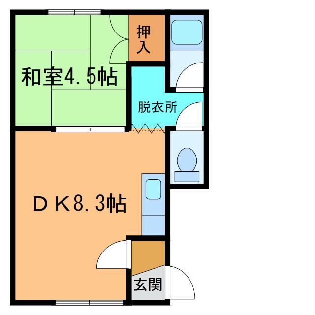 光南ハイツ(1DK/2階)の間取り写真