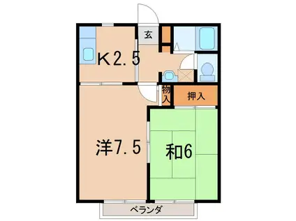 レジオンドヌール(2K/1階)の間取り写真