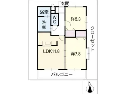 ノース シャルマン(2LDK/1階)の間取り写真