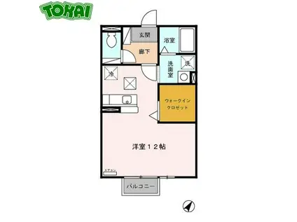 メゾンベール・コーヤII B(ワンルーム/1階)の間取り写真