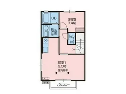 クラヴィア(1SK/2階)の間取り写真