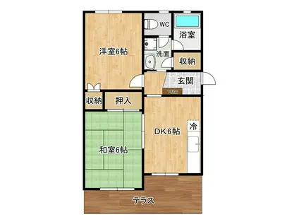 メゾンドルーブル(2DK/1階)の間取り写真