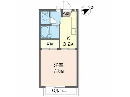 ジュネスヒル(1K/2階)の間取り写真