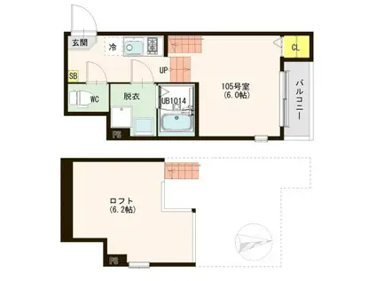 ハーモニーテラス大和町1丁目B(1K/1階)の間取り写真