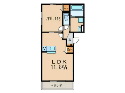 ラフィーネ木幡(1LDK/3階)の間取り写真