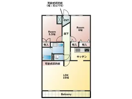 MONDO STYLE(2LDK/1階)の間取り写真