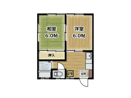 グリーンポートI(2DK/1階)の間取り写真