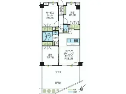 ラコント調布柴崎(2SLDK/1階)の間取り写真