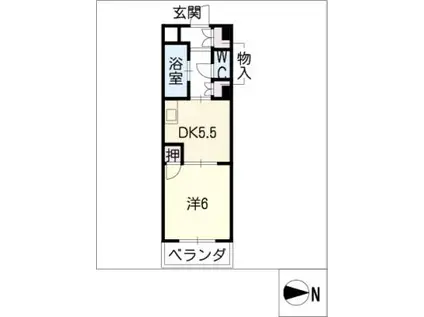 タウンM&E(1DK/4階)の間取り写真