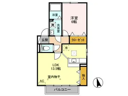 ルーミナスB(1LDK/1階)の間取り写真