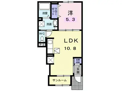 ル ソレイユ(1LDK/1階)の間取り写真