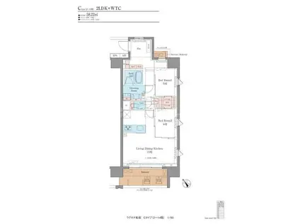 LUXENA船堀(2LDK/3階)の間取り写真