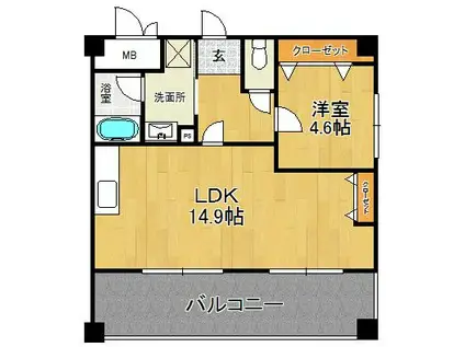 シティコート中陽(1LDK/7階)の間取り写真