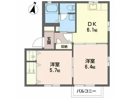 レジデンス新栄B(2DK/2階)の間取り写真