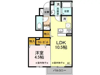 ルミエール(1LDK/1階)の間取り写真