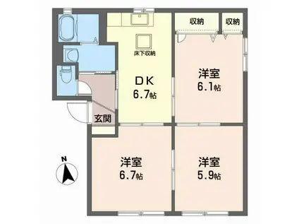 クレアールA(3DK/1階)の間取り写真