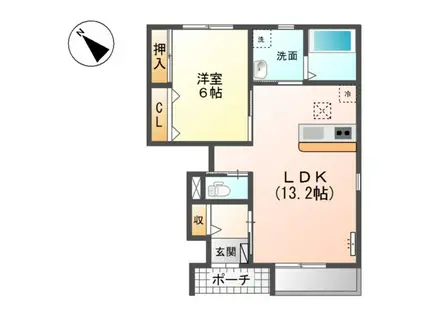 サンシャイン ヒルズ(1LDK/1階)の間取り写真
