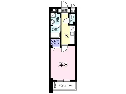 プラシード鳥羽I(1K/1階)の間取り写真